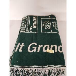 Grand Casino “Players Know Best” Green Throw With Fringe 66 X48 New
